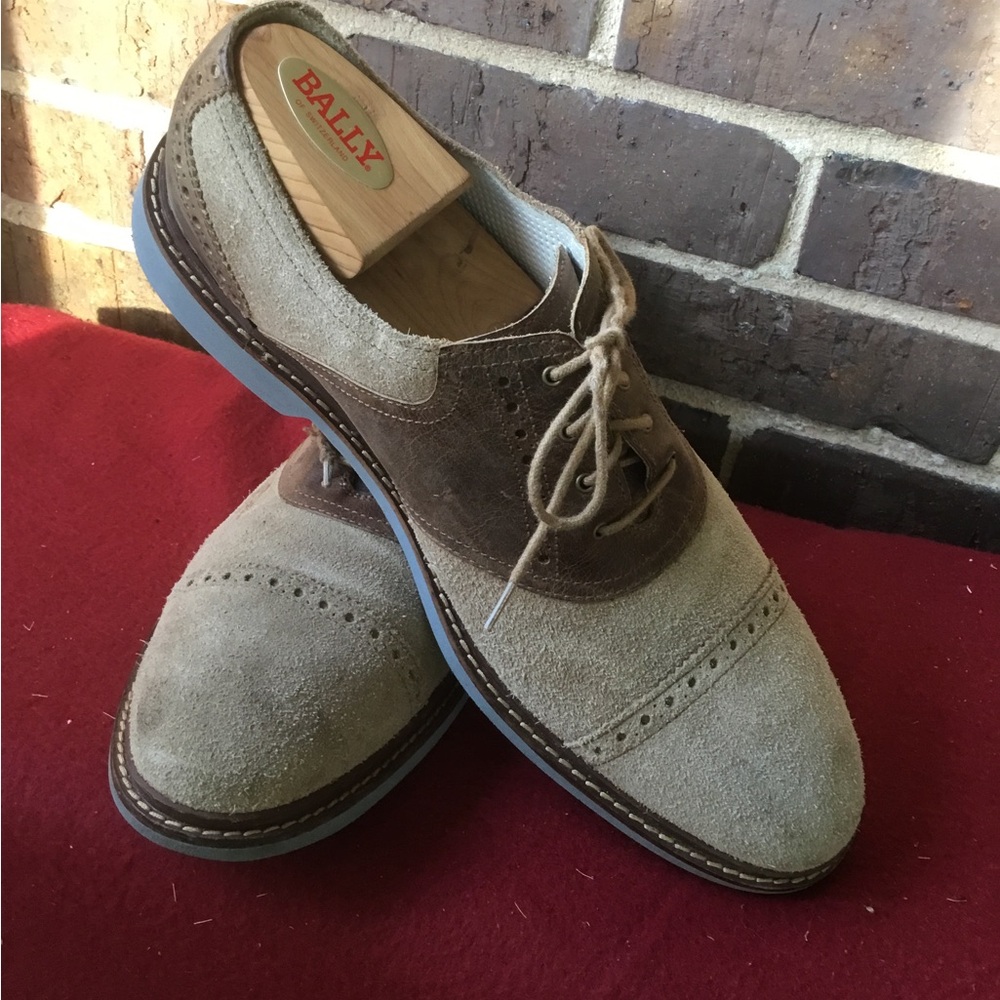 Cole Haan Two-Tone Beige and Brown Suede Derby Oxfords